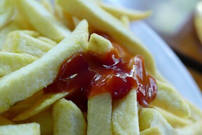 French fries with ketchup